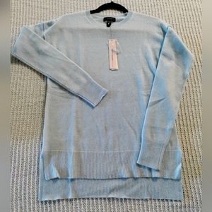 100% CASHMERE AQUA CASHMERE SKYLIGHT CREW NECK SWEATER